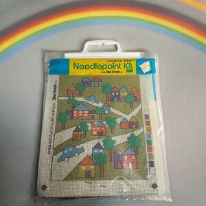 Sew Simple Needlepoint Kit Neighborhood House Tree Car Street Design 13”x 10.5”